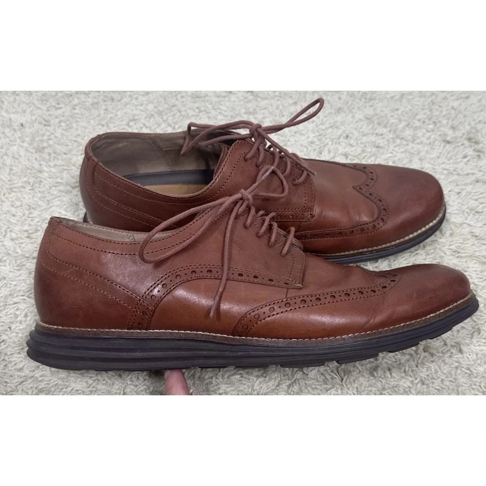 Cole Haan Original Grand Wingtip Oxford Mens 12M Brown Leather Dress Shoes Work